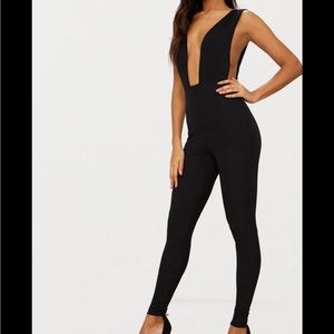 Black plunge jumpsuit